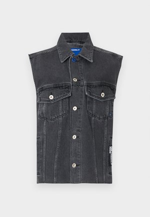 Karl Lagerfeld Jeans VEST PRINT - Vest - washed black
