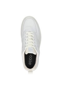 Weiße Ledersneaker mit durchbrochenen Details, Schnürverschluss und einer kontrastierenden schwarzen Innensohle. Verfügt über einen gepolsterten Schuhkragen und eine strukturierte Sohle.