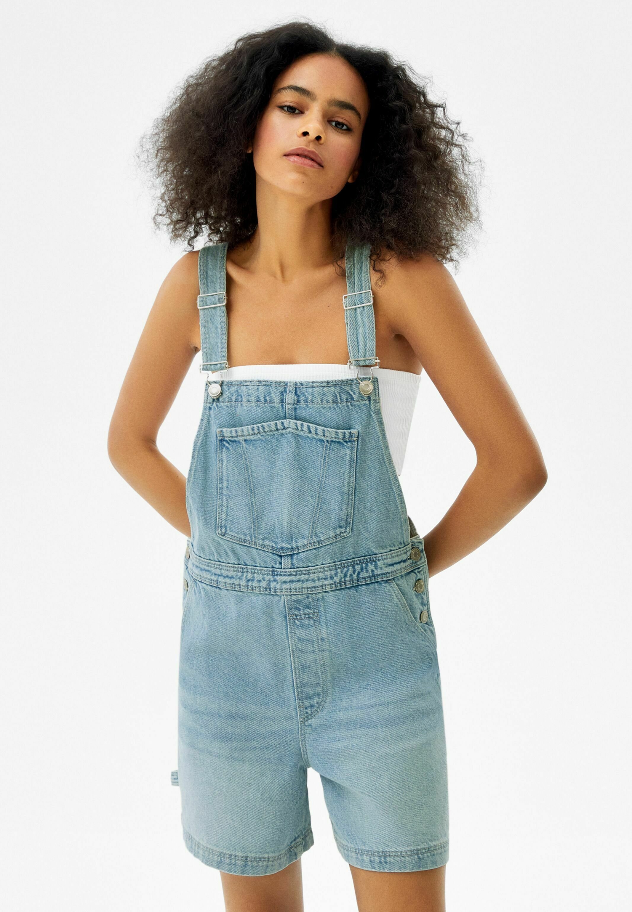 Bershka Salopette - light blue denim/carta da zucchero - Zalando.it