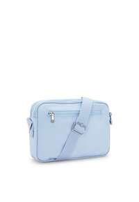 Borsa a tracolla azzurro chiaro in tessuto, con scomparto principale con zip, tasca frontale e tracolla regolabile con fibbia in metallo.