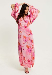 Liquorish FLORAL PRINT WITH SLEEVE SLITS - Maxi dress - pink
