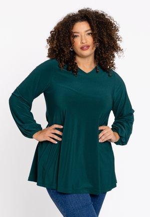 MIT V AUSSCHNITT - Blouse - dark green