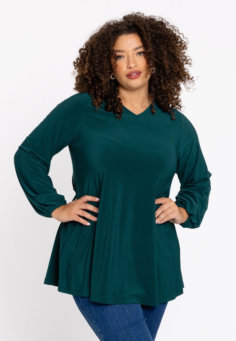 YOEK MIT V AUSSCHNITT - Bluse - dark green