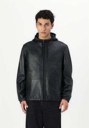 REVERSIBLE TRAINER - Leather jacket - black/charcoal