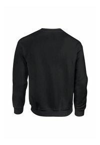 Černá mikina s dlouhými rukávy, kulatým výstřihem a žebrovanými manžetami a lemem. Hladká textura, minimalistický design bez viditelných log.