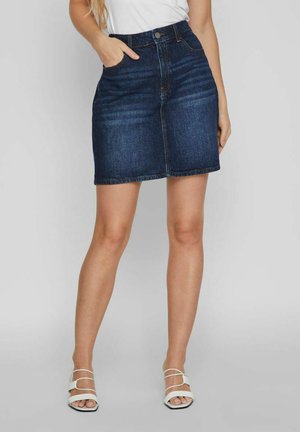 VILA A-line skirt - dark blue denim