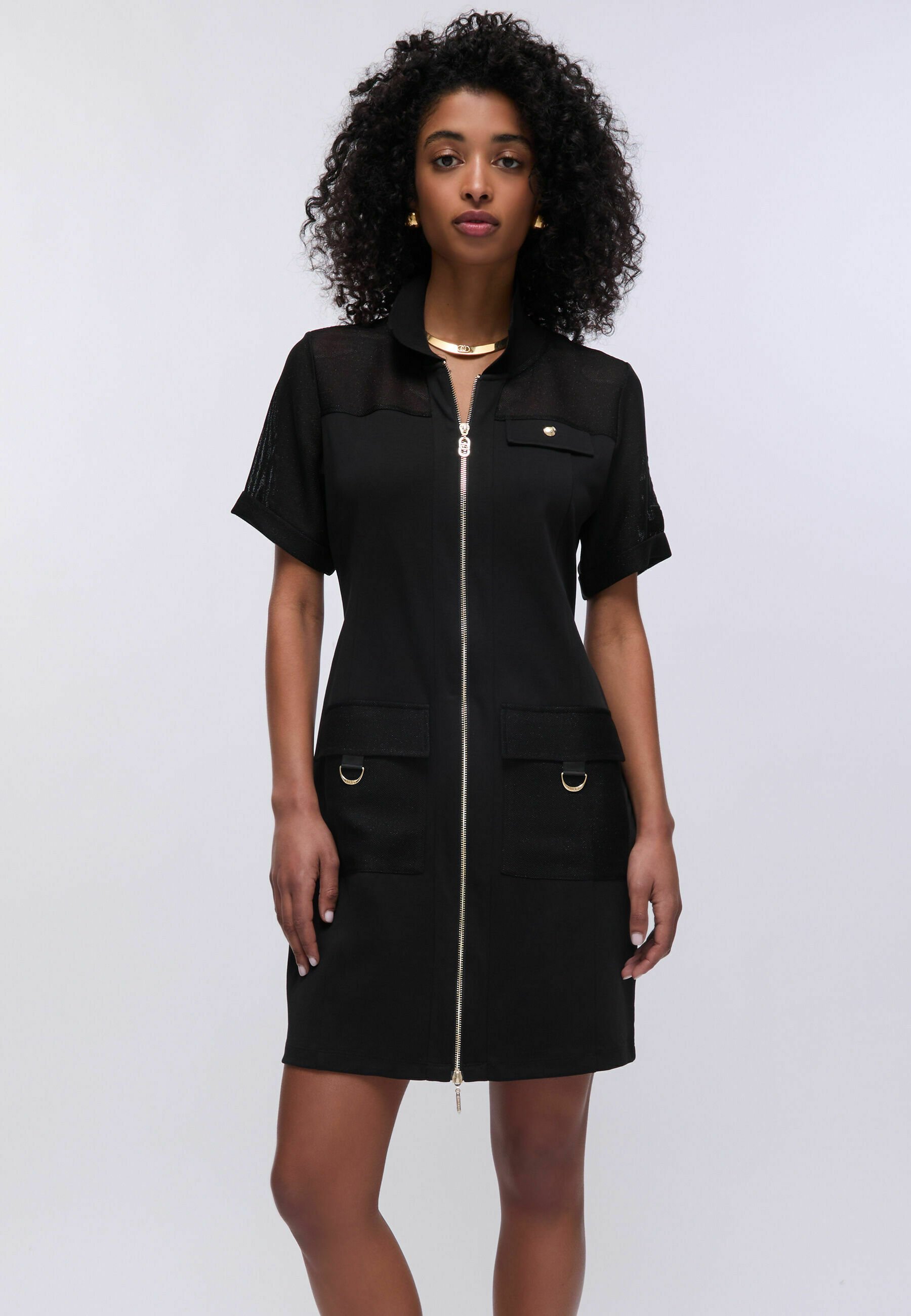 slim fit dress slacks Women's Sleeveless Midi Lbd with Multiple Gold Zippers Black 8 / Black