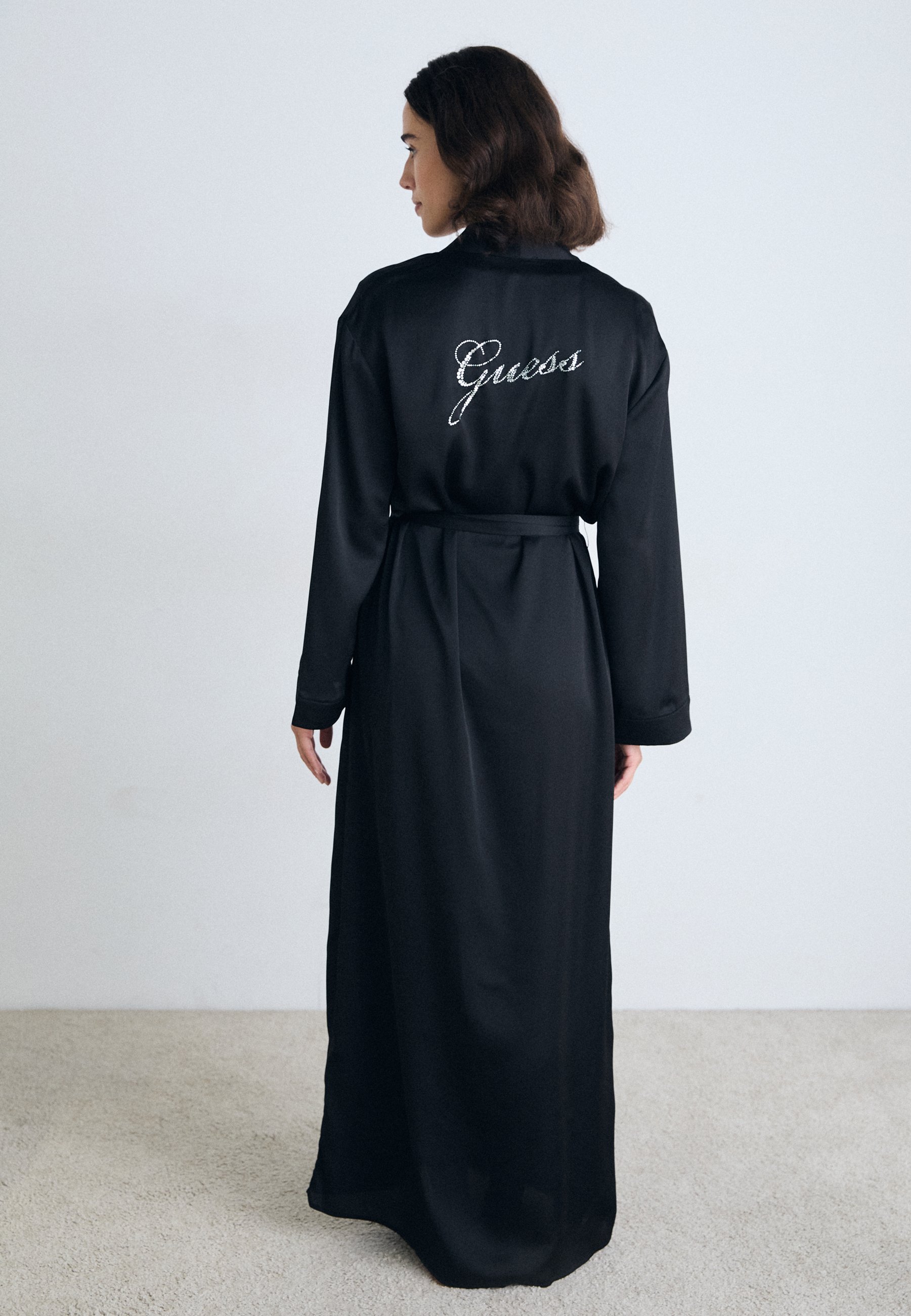 Guess STRASS LOGO LONG KIMONO - Dressing gown - jet black/black -  Zalando.co.uk
