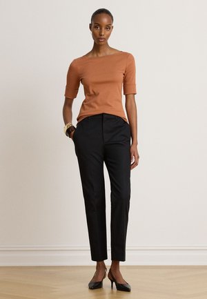 Lauren Ralph Lauren, STRETCH COTTON BOATNECK TEE - Tricou basic - red terracotta