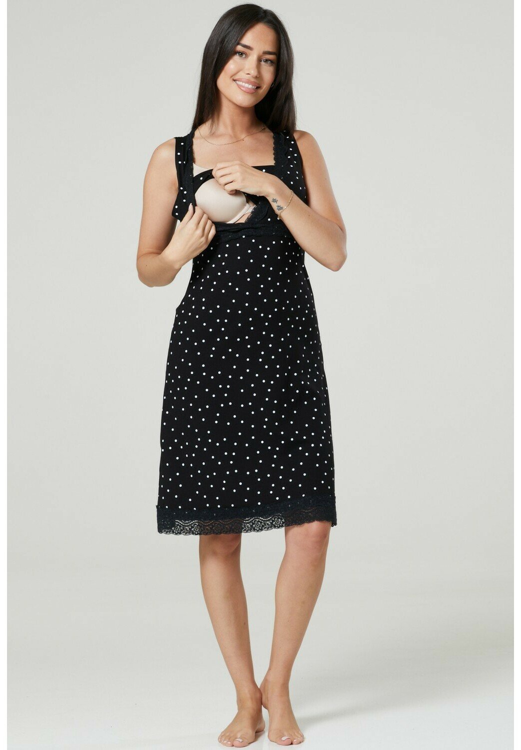 Black nightdress with dots