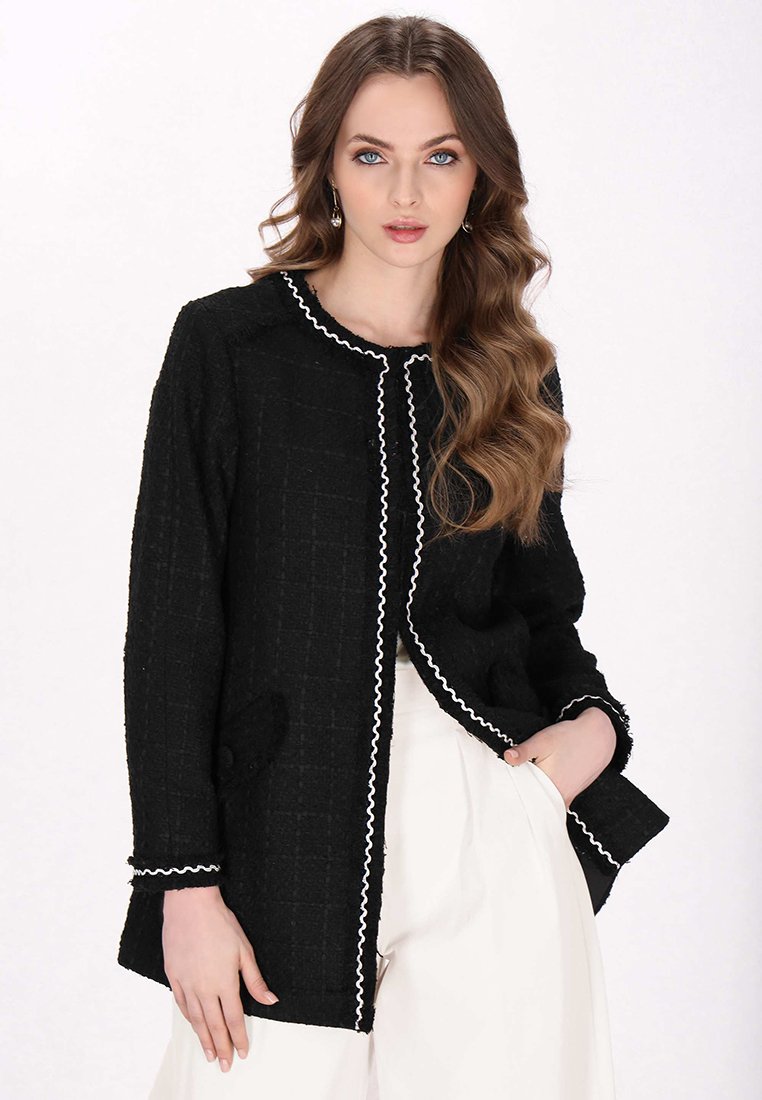 dreimaster Halflange jas antraciet gemêleerd