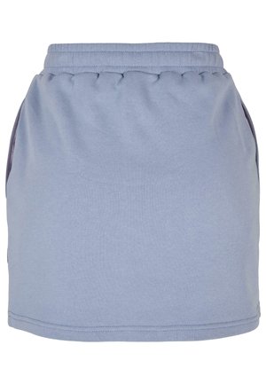 Lichtblauwe katoenen rok met een elastische tailleband, voorzien van zijzakken en een gladde textuur, ontworpen voor comfort en bewegingsgemak.