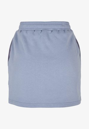 Helehelesinine puuvillane seelik elastse vöökohaga, küljetaskute ja sileda tekstuuriga, kujundatud mugavuseks ja liikumise vabaks võimaldamiseks.