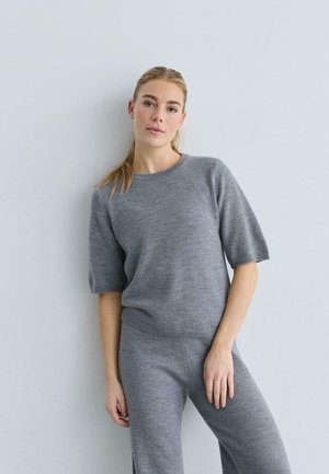 SHORT SLEEVE KEEP ME - T-Shirt basic - light grey melange