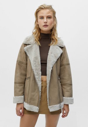 DOUBLE FACED - Faux leather jacket - dark grey
