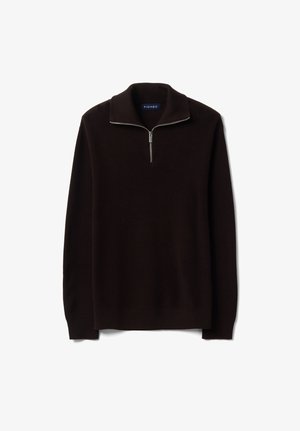 PIOMBO, HALF-ZIP JUMPER, REGULAR FIT - Jersey de punto - chocolate brown