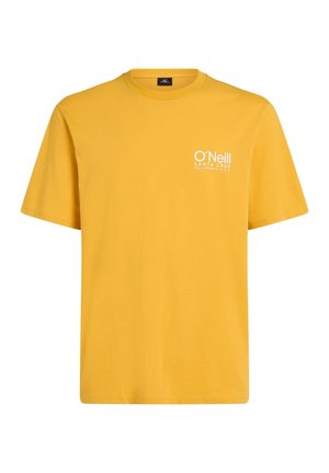Dzeltens kokvilnas T-krekls ar īsām piedurknēm, uz kreisā krūšu apvidus baltā logo. Apaļa kakla izgriezums un brīvs piegriezums. Mīksta tekstūra.