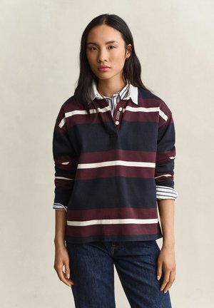 GANT, STRIPED HEAVY RUGGER - Μπλούζα με μακριά μανίκια - evening blue