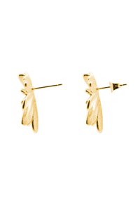 Boucles d'oreilles clous en or en forme de papillon avec des ailes texturées et une tige pointue pour un maintien sécurisé. Design léger mettant en valeur les détails délicats.