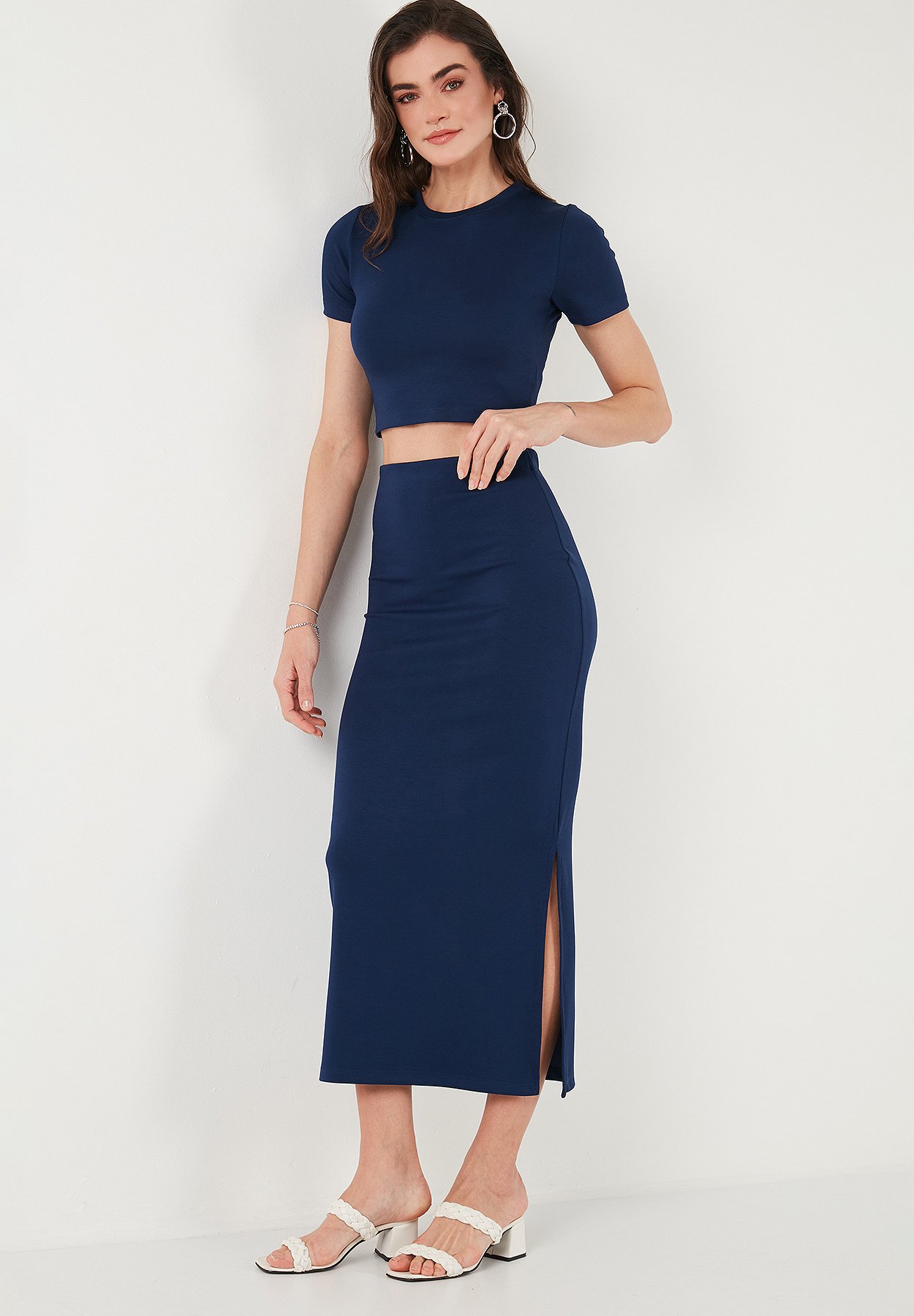 grey pencil dress outfit Buy Kinsey Midi Length Pencil Skirt-Grey Color | Skirts for Women