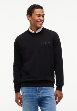 Tommy Jeans LINEAR LOGO FLEECE CREW NECK JUMPER - Sudadera - black
