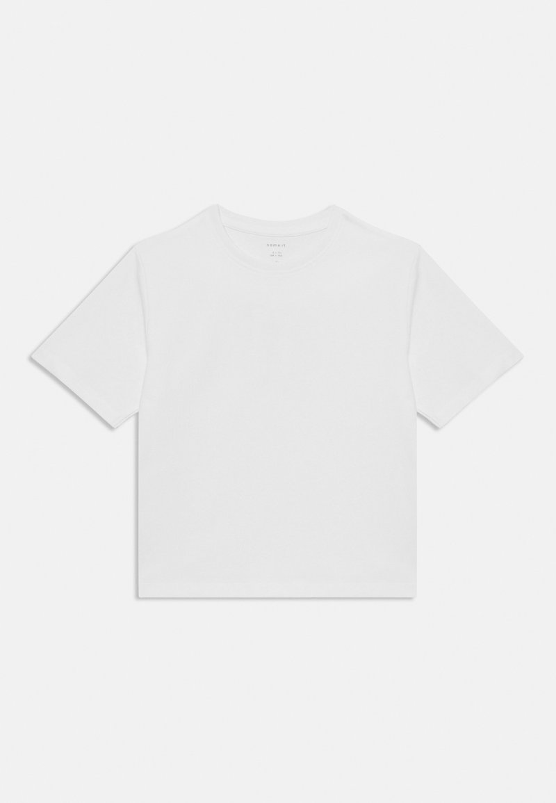 Balts īsām piedurknēm T-krekls ar apaļu kakla izgriezumu. Izgatavots no mīkstas kokvilnas auduma. Minimālisma dizains ar taisnu, kvadrātu formu.