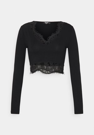TRIM CROP - Maglietta a manica lunga - black