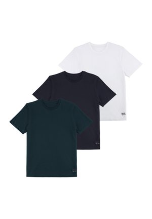KURZARM 3 PACK - Basic T-shirt - petrol navy weiß
