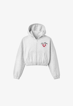 True Religion, APPLIQUE GF ZIP UP HOODIE - Sweat zippé - heathergrey