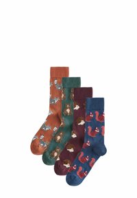 Next HAIRY TEXTURED ANIMALS 4 PACK - Chaussettes - green blue orange