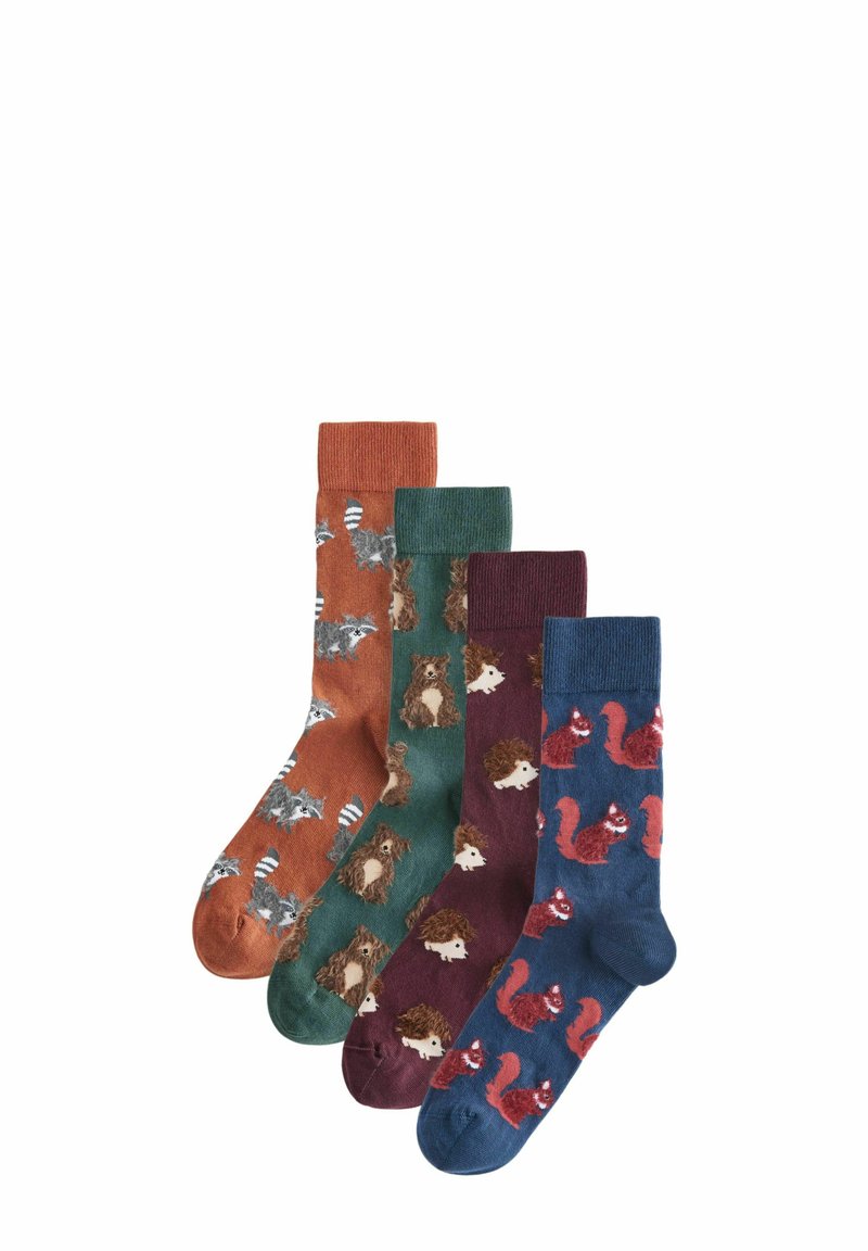 Next HAIRY TEXTURED ANIMALS 4 PACK - Chaussettes - green blue orange