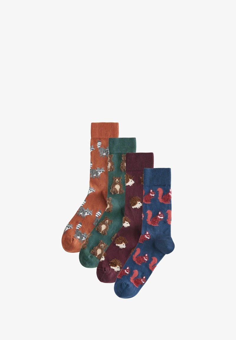 Next HAIRY TEXTURED ANIMALS 4 PACK - Chaussettes - green blue orange