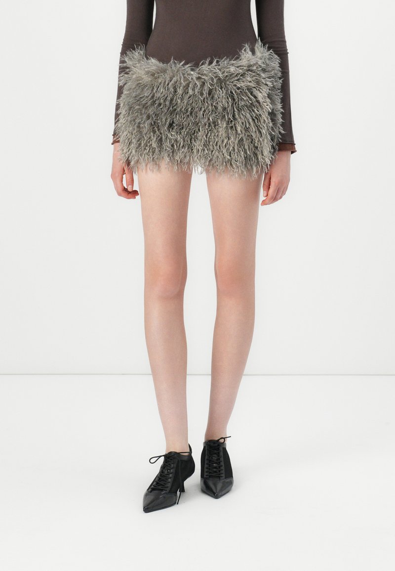 Jaded London - MONGOLIAN SKIRT - Miniskjørt - grey, Forstørre