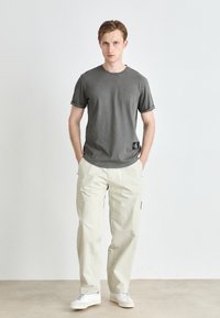 Calvin Klein Jeans WASHED MONOLOGO BADGE TEE - Basic póló - endless grey