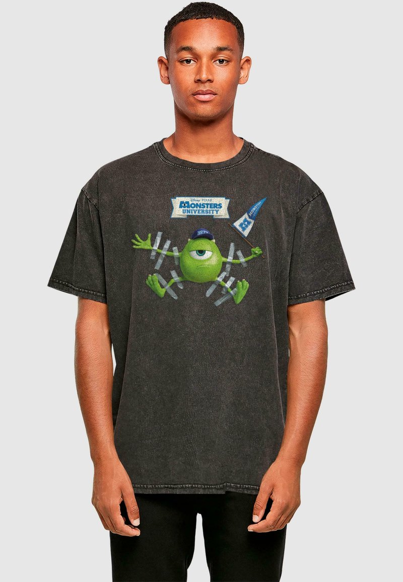 ABSOLUTE CULT - MONSTER UNIVERSITY - TAPED MIKE ACID WASHED TEE - T-shirt imprimé - black, Agrandir