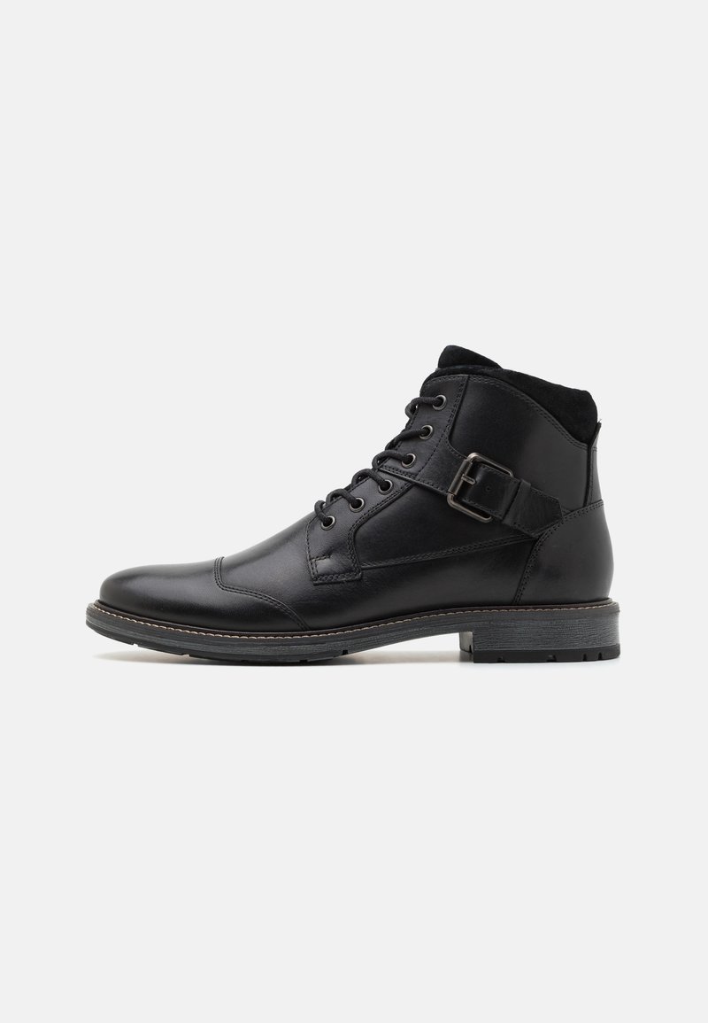 Pier One LEATHER - Snørestøvletter - black