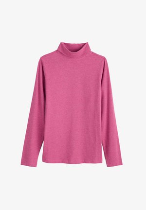 Roosa pika varrukaga kõrge kaelusega turtleneck-särk, mis on valmistatud pehmest ja venivast kangast ning on mugava lõikega. Omab lihtsat disaini, ilma mustriteta.