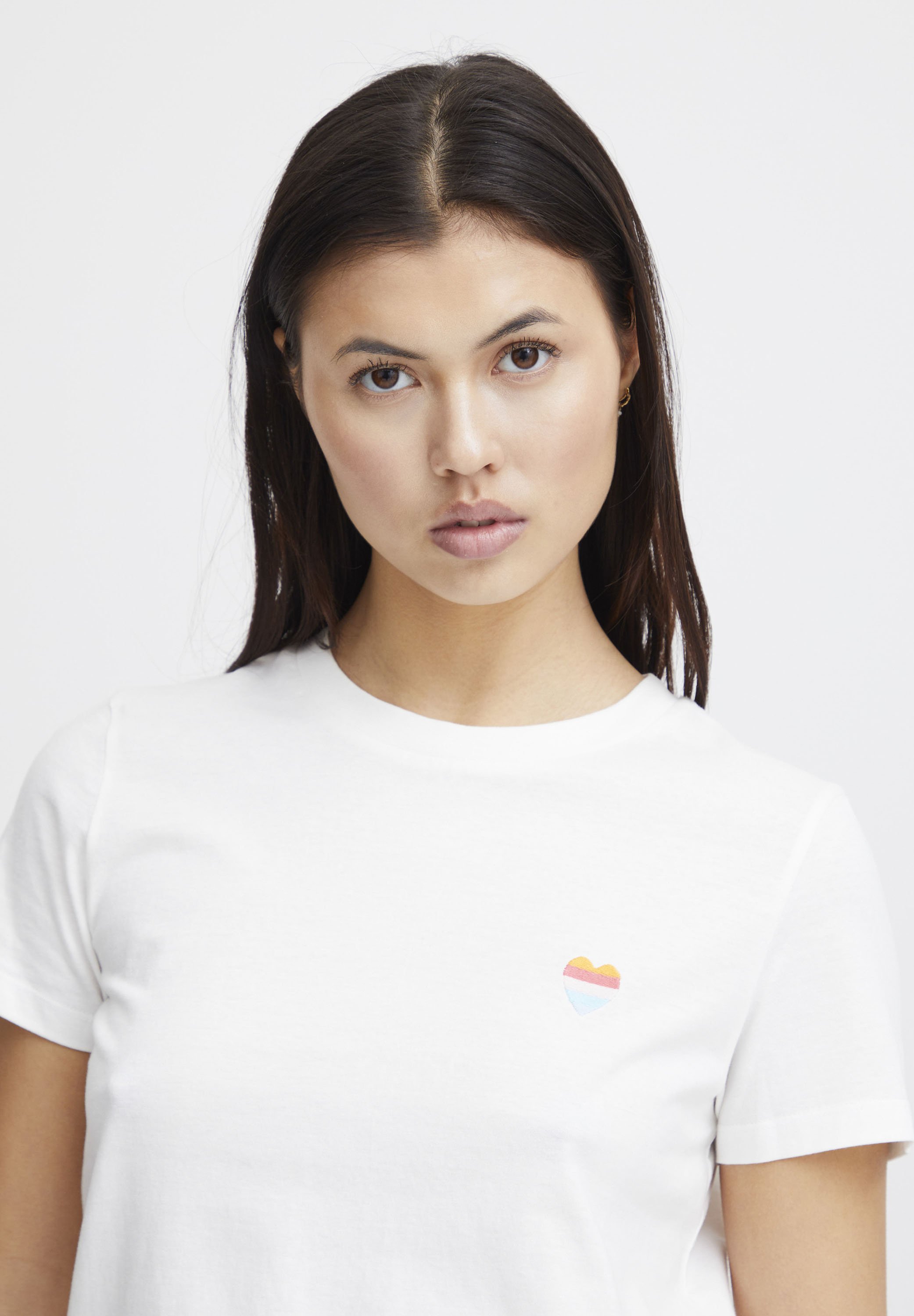 ICHI IHCAMINO - T-Shirt basic - cloud dancer w multi/weiß
