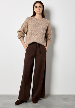 IRIDESCENT SEQUIN CABLE - Maglione - brown