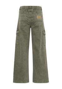 Cream Kavbojke na trapez - heavy washed green