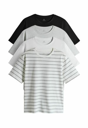 4 PACK SHORT SLEEVE REGULAR FIT - T-shirt basic - black stripe grey white