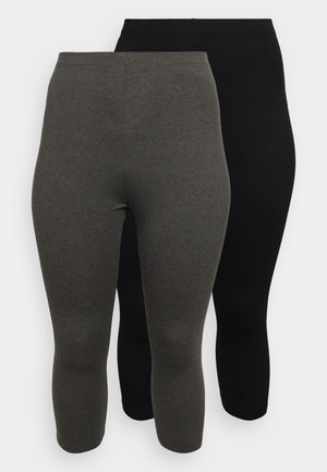 2 PACK - Legingi — bikses - black/mottled dark grey