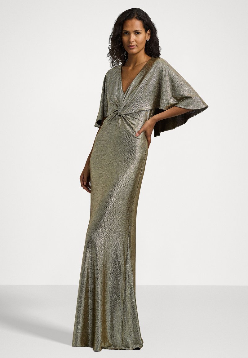 Lauren Ralph Lauren METALLIC KNIT TWIST-FRONT CAPE GOWN - Occasion wear -  botanic green/gold-coloured/green - Zalando.ie