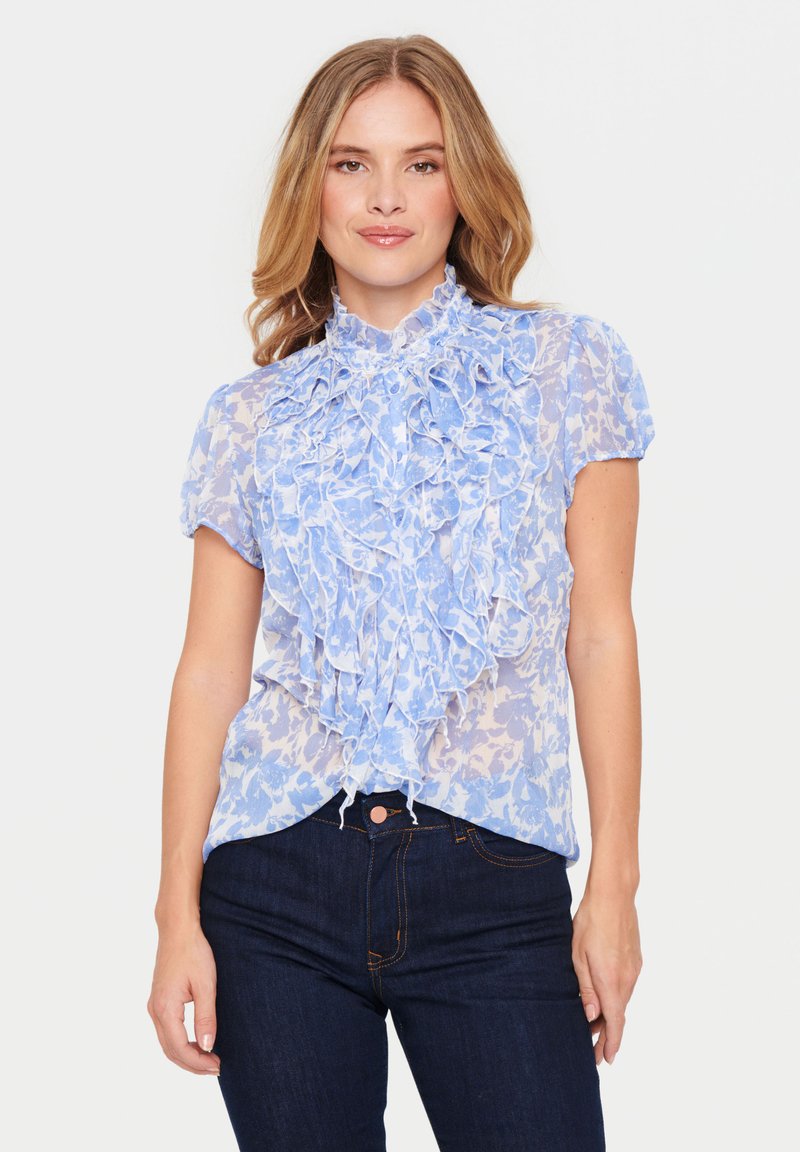 Saint Tropez LILJASZ CRINKLE SS - Skjorta - ultramarine porcelain blooms