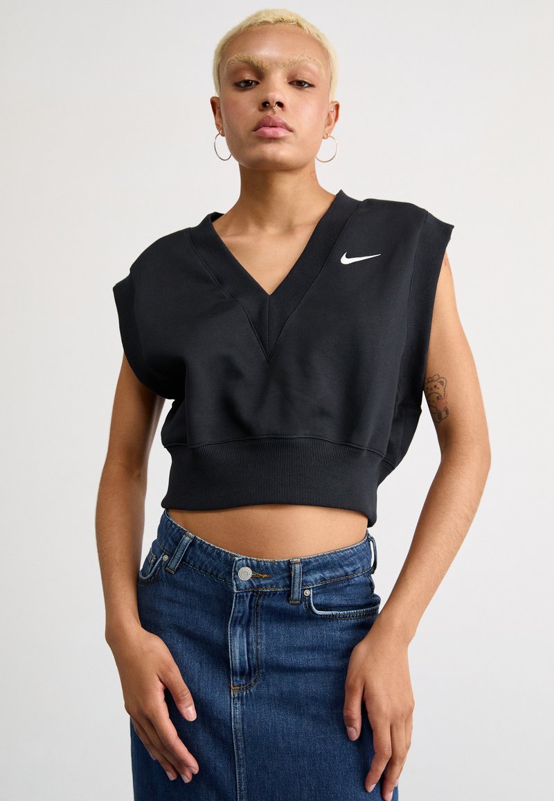 Nike Sportswear V NECK - Pamata T-krekls - black/sail