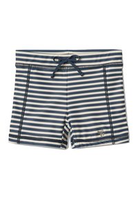 Marina- och krämfärgade randiga badshorts med dragsko i midjan, platta sömmar och en liten logotypdetalj på den nedre framsidan. Slät, lättviktsmaterial.