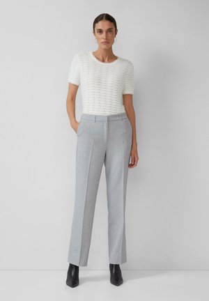 AUS MIT HIGH RISE BUND - Trousers - steingrau