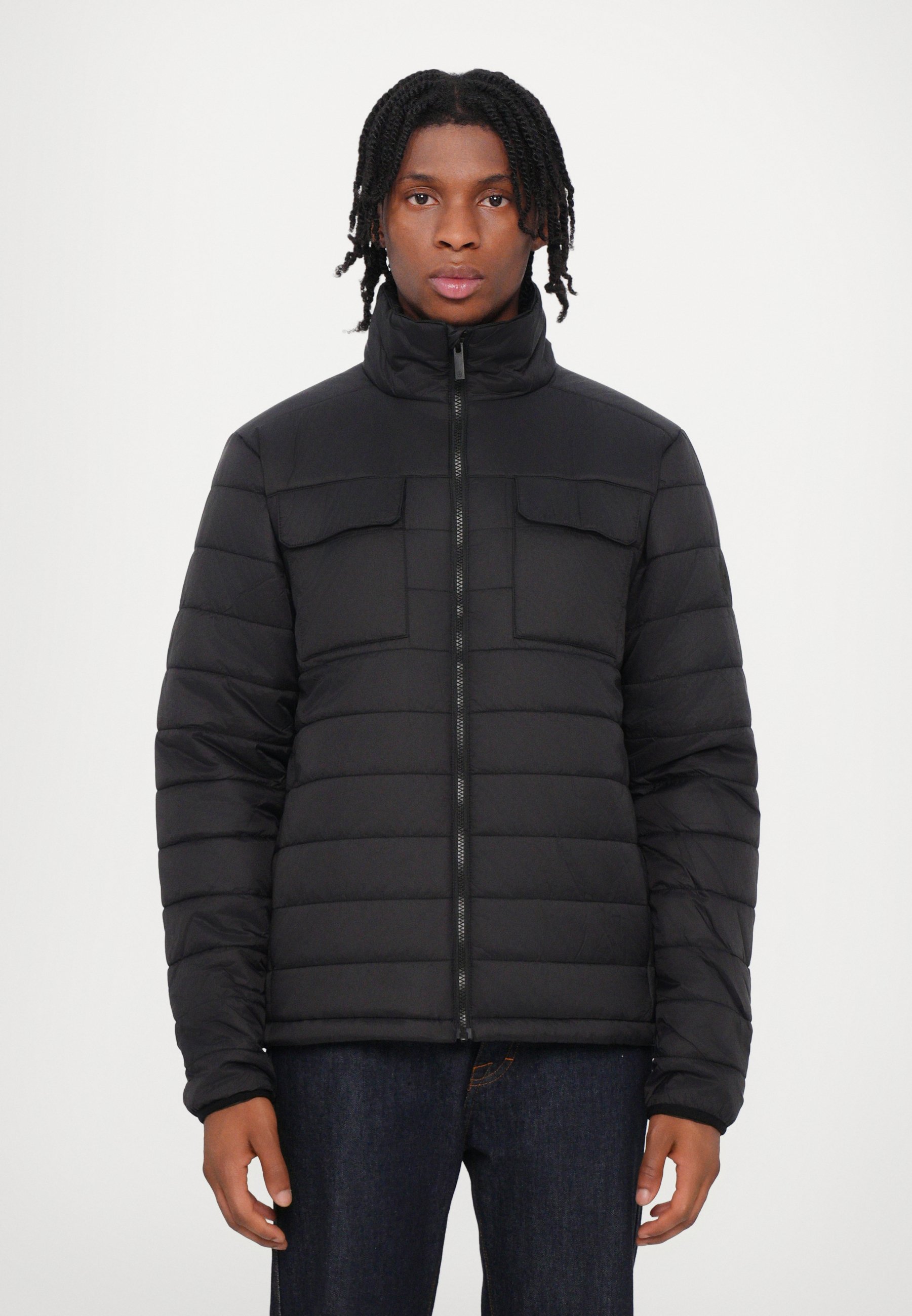 Urban Classics Giacca Teddy Uomo: Calda E Alla Moda Con Colletto Alto E Tasca Frontale, Mezza Stagione, Nero