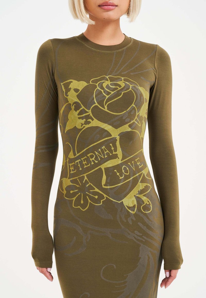 green emerald velvet dress Ed Hardy Butterfly Ribbed Cut Out Tank Dress