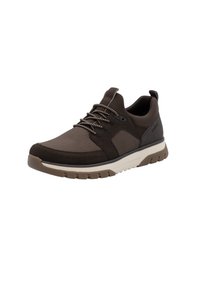 Braune Sportschuhe mit strukturiertem Obermaterial, kontrastierendem Mesh-Material und einer strapazierfähigen Gummisohle mit Profil für besseren Halt.